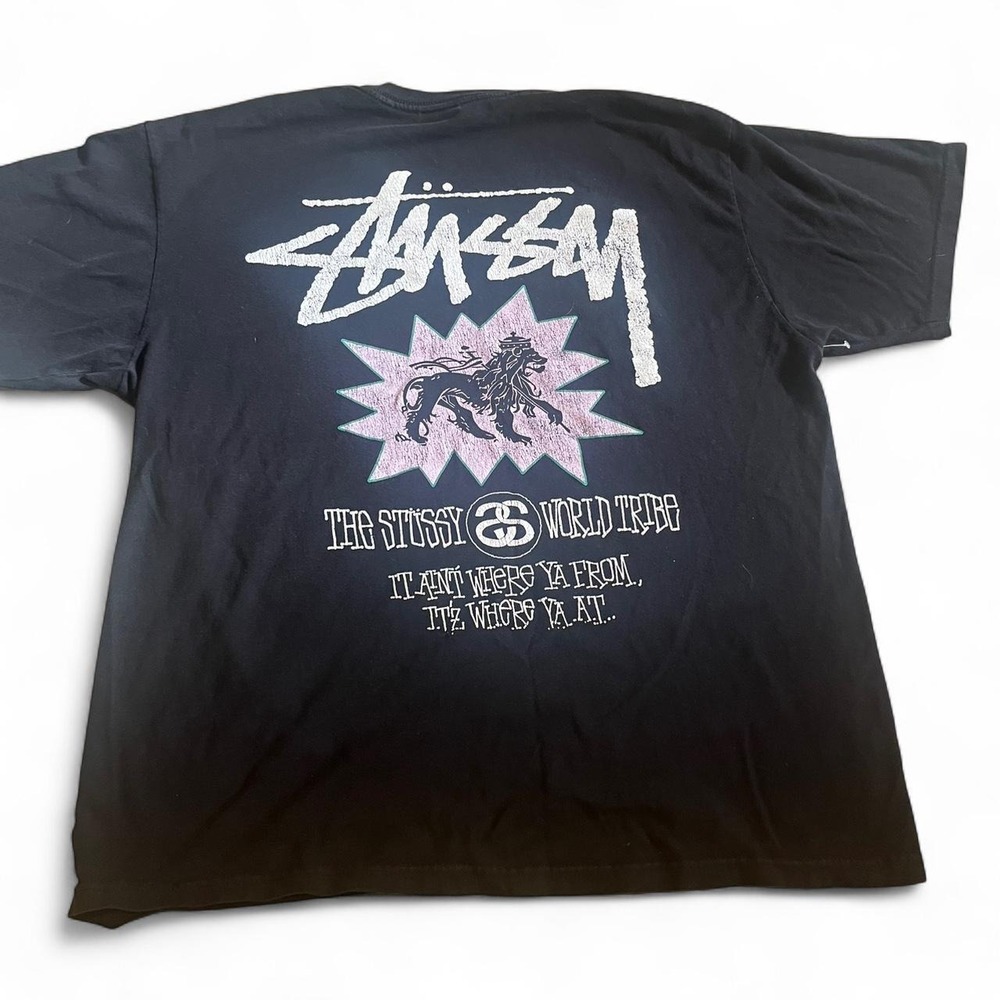 Stüssy black t-shirt with white Stüssy logo